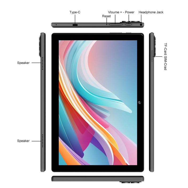 Tablet Crelander 10.1 Android 13 12 GB+512 GB 4G LTE preto
